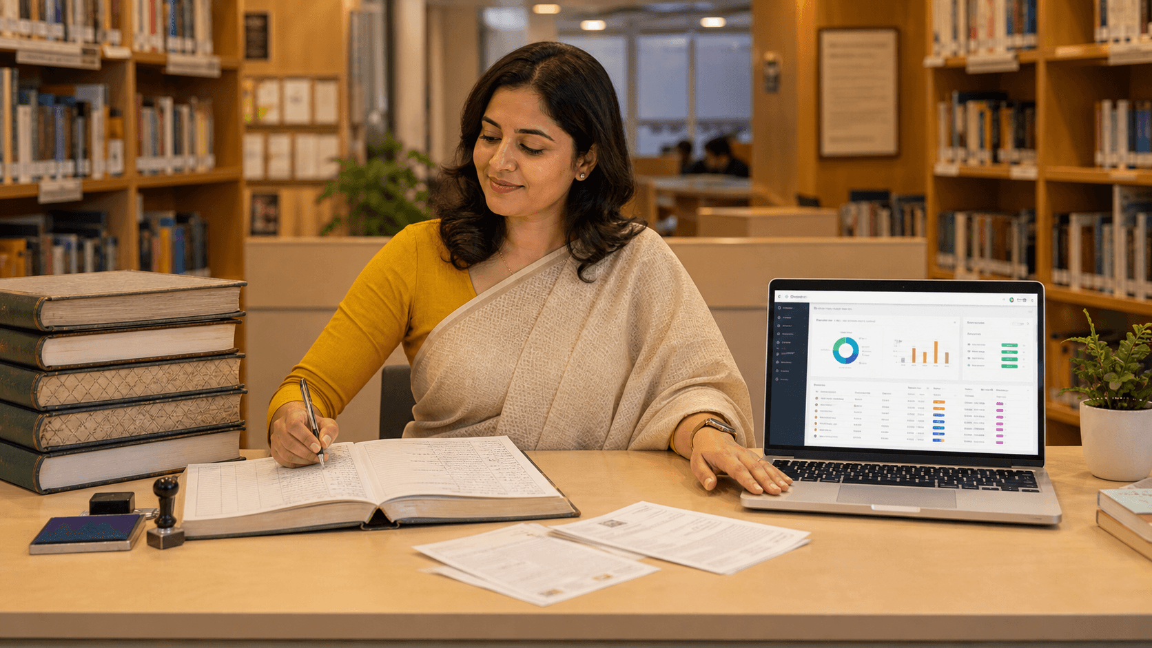 Digital Library Management System replacing manual library registers with a modern dashboard.